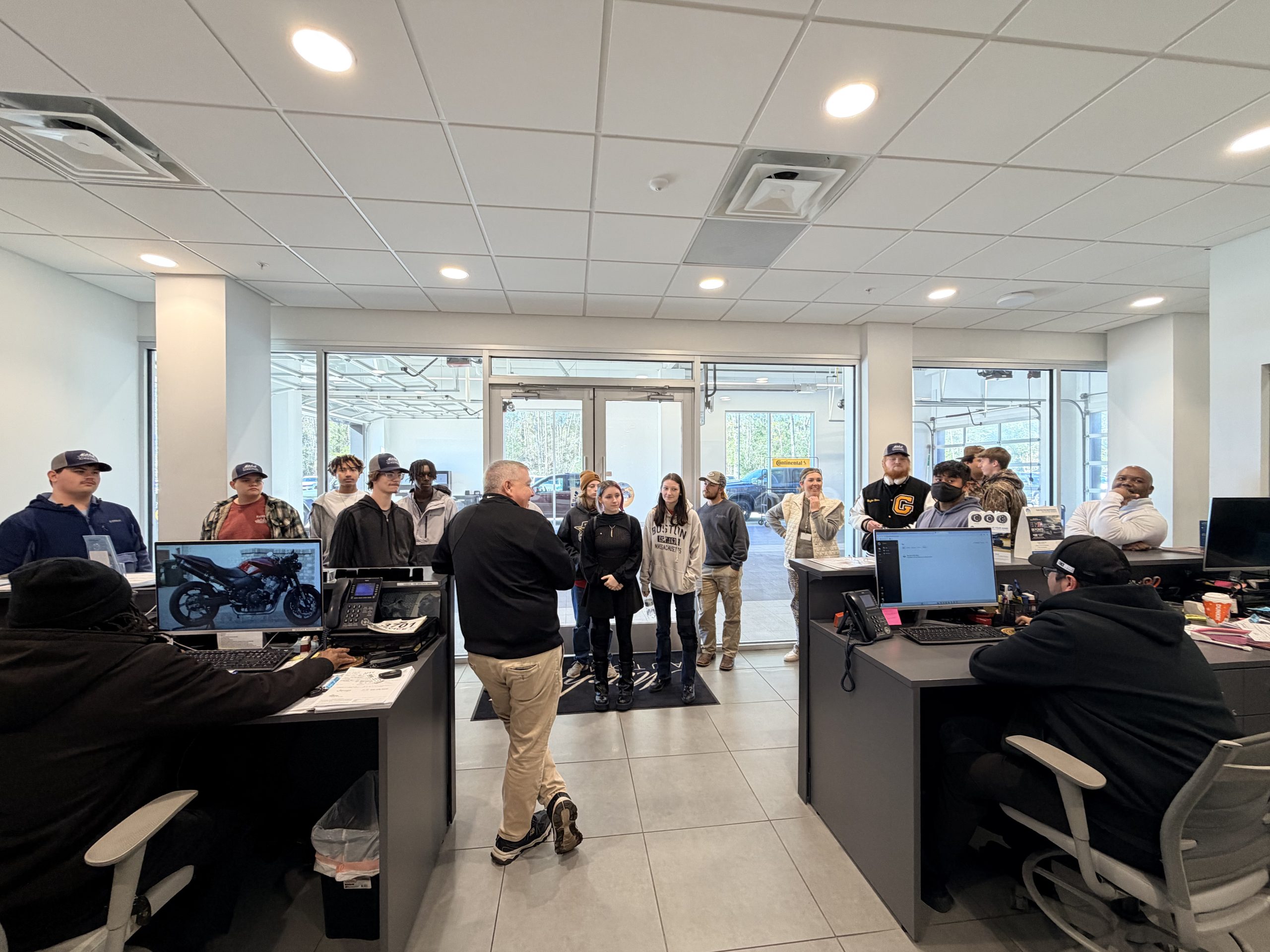Students touring the Mitchell CDJR service department